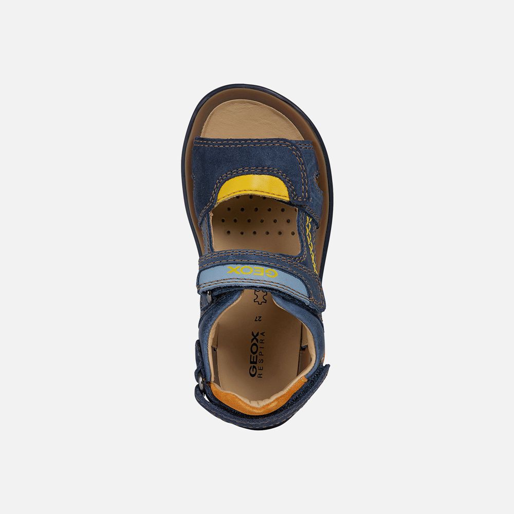 Geox Sandals Navy/Yellow Lipari - Geox Boys Shoes - AEQPYZ875